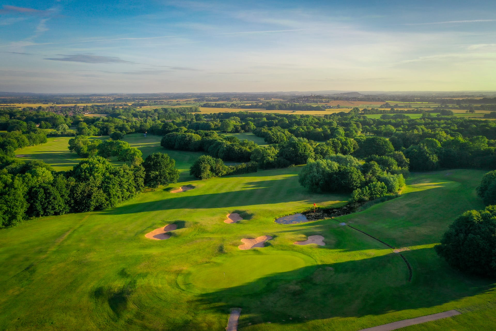 Pristine golf green at The Shropshire Golf Club in Telford, part of the 18 hole golf course offering top golf in Telford