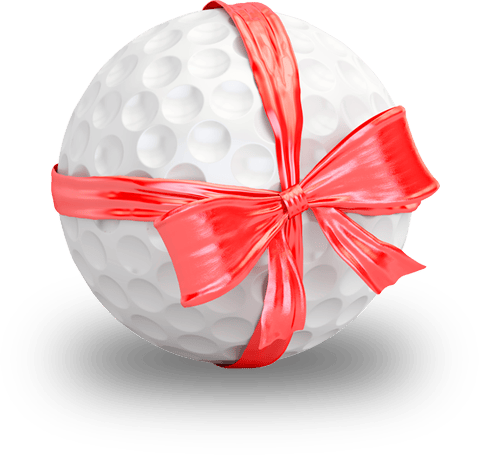 Golf ball wrapped in a ribbon at The Shropshire Golf Club pro shop in Telford, perfect for golf gifts and accessories in Telford