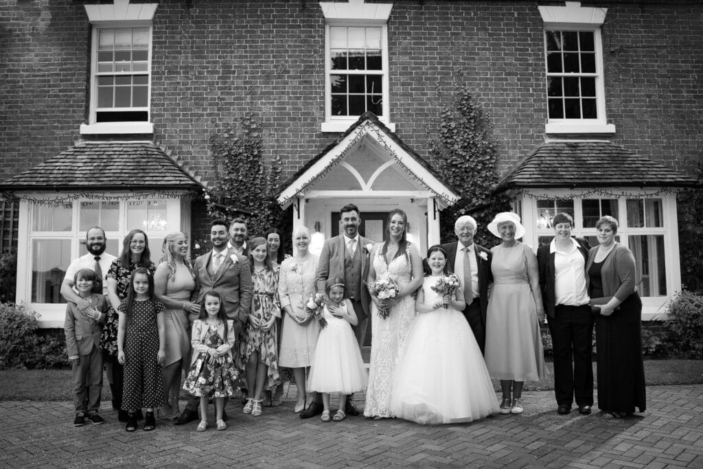 Family outside The Shropshire after wedding