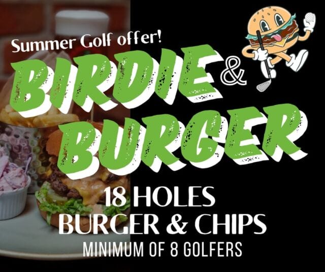 🍔⛳Get Summer ready with our NEW Birdie & Burger golf package! ⛳🍔
🍔 Available from May to the end of September 
⛳ 18 holes on the course
🍔 Burger and chips (Choose from three different burgers!
⛳ Minimum of 8 golfers 
WEEKDAY £38pp
WEEKEND £42pp 
The PERFECT summer golf package is here!!
Book your day in now, Call 01952 677800 opt 2 or email events@theshropshire.co.uk 
#theshropshire #golf #golfday #summergolf #birdieandburger #golfoffer #golfattheshropshire #shropshiregolf
